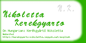 nikoletta kerekgyarto business card